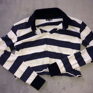 Cropped Long Sleeve Striped Rugby Shirt